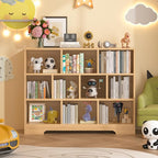 Book Shelf Set of 2, 10 Cubes Storage Organizer, 3-Tier Open Shelf Wooden Bookcase, Freestanding Wooden Bookshelf Cube Shelf for Bedroom, Living Room, Home Office