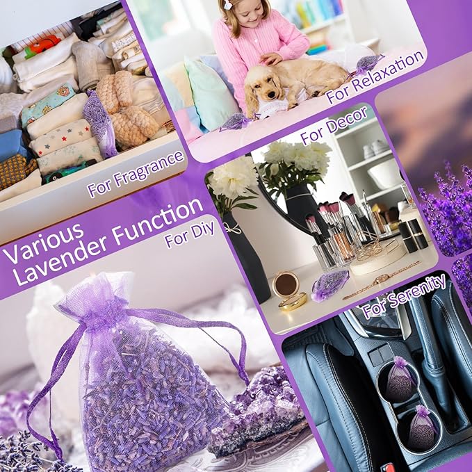 Reginary 60 Pack Lavender Sachets Bags Bulk for Drawers and Closets Home Fragrance Sachet Dried Lavender Flower for Wedding Bridal Shower Favors