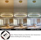 MADEM Modern Gold Led Pendant Light,36W Dimmable LED Chandelier Lighting Fixture, 1 Ring Circular Hanging Led Pendant Lighting for Living Room Dining Room Kitchen Island Foyer Office