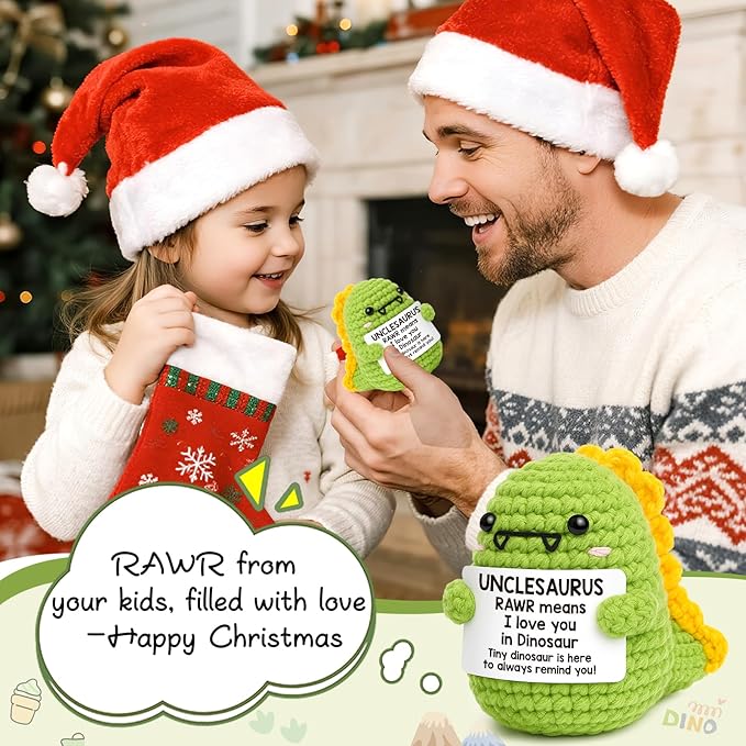 OCCdesign Mini Uncle Gifts from Niece Nephew I Love You Unclesaurs Best Uncle Gifts Cute Handmade Crochet Dino Thank You Gift for Uncle Funny Birthday, Christmas Ideas for Uncles Home Decor