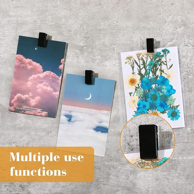 30 Pieces Self-Adhesive Clips Wall Tapestry Clips Sticky Plastic Photo Small Hanging Spring for Poster Photo Wall Teacher Student Home Applications(Black)
