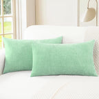 CaliTime Throw Pillow Covers Decorative 16 X 26 Inches Pack of 2 Cozy Chenille Cushion Cases for Couch Sofa Bed Living Room Home Grey Green