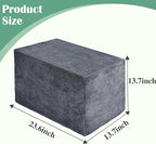 Rectangular Stuffed Pouf Ottoman with Foam Chunk Filling, Coral Fleece and Furry Fabric Design, Multi-Functional Floor Pouf for Living Room, Dark Grey