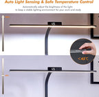 G Keni 3400LM Ultra Bright LED Desk Lamp with Clock for Home Office, 31.5″W x 27″H, 25W Auto-Fill Brightness Desk Light with Timer, Touch Gooseneck Architect Lights for Work Study Read (Base)