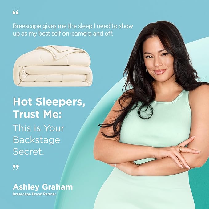 Breescape Cooling Comforter Twin Size - BlendTek™ Q-Max>0.46 Tech, Breathable Blanket for Hot Sleepers & Night Sweats Relief, Premium Lightweight Summer Bedding, 72x96 Inches, Ivory