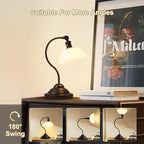 Cordless LED Table Lamp, 180° Swing Arm Desk Lamp, Rechargeable, Dimmable/3 Color/Memory Function, Vintage Rechargeable Table Light for Living Room,Bedroom,Bedside, Oil Rubbed Bronze