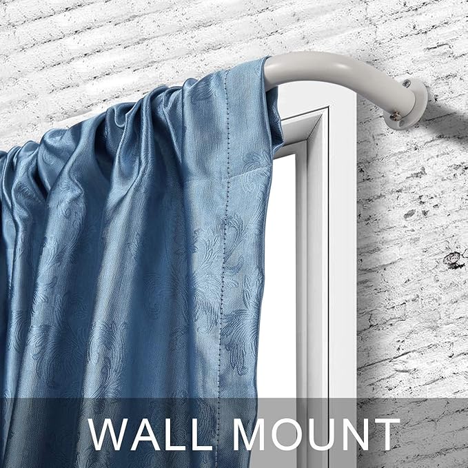 Room Darkening Curtain Rod, Wrap Around Design, Extra-Thick 1-Inch Diameter Single Drapery Rod, Extendable Metal Rod Set for the Blackout Curtains and Sheer (White, 84-120")