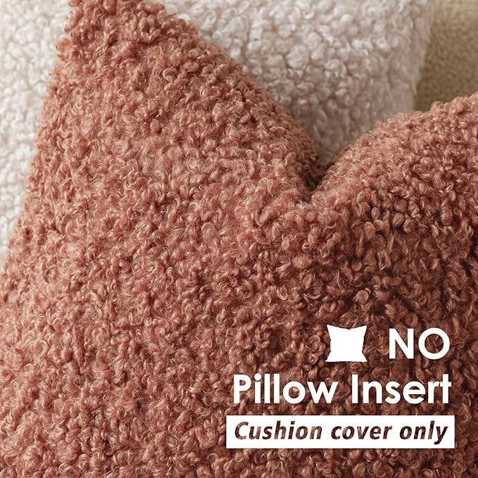 Foindtower 2 Pieces 24x24 Inch Dusty Pink, Faux Fur Throw Pillow Cover Accent Sherpa Furry Pillow Covers Fuzzy Soft Pillowcases Cozy Sheepskin Decorative Fleece Cushion Case for Bed Couch Living Room