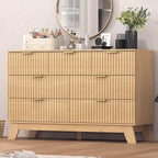 Fluted Dresser for Bedroom,7 Drawer Dresser for Closet,Storage Cabinet and Chest of Drawers with Gold Handle,TV Stand,Storage Organizer for Living Room,Hallway,Entryway,White