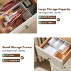 T4TREAM 6 Drawers Dresser Chests for Bedroom, 48" Tall Rustic Chset of Drawers, Wood Dressers Organizer for Bedroom, Living Room,Hallway, Antique White