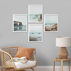 SIGNWIN Framed Rocky Storm Cloud Sky Beach Ocean Wall Art, Set of 4 Landscape Colorful Wall Decor Prints, Nature Wilderness Wall Décor for Living Room, Bedroom - 8"x10" White