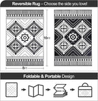 Waterproof Outdoor Rug 8x10ft, Boho Reversible Plastic Straw Mat for Patio RV Deck Porch Backyard Balcony Camping Picnic Beach Indoor Outdoor Carpet, Black&White