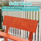 AVAWING Outdoor Convertible Wood Bench with Backrest, Patio Wood Convert a Bench, Space-Saving 2-in-1 Picnic Table Chairs Set for Backyard, Porch, Patio, Garden, Tangerine