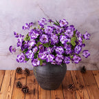 Hibiscus Artificial Flowers Plants for Outdoors Spring Decoration, 6 Bundles Silk Hibiscus Tropical Flowers Artificial Realistic UV Resistant Fake Flowers for Outside Planter Porch Patio Balcony Yard