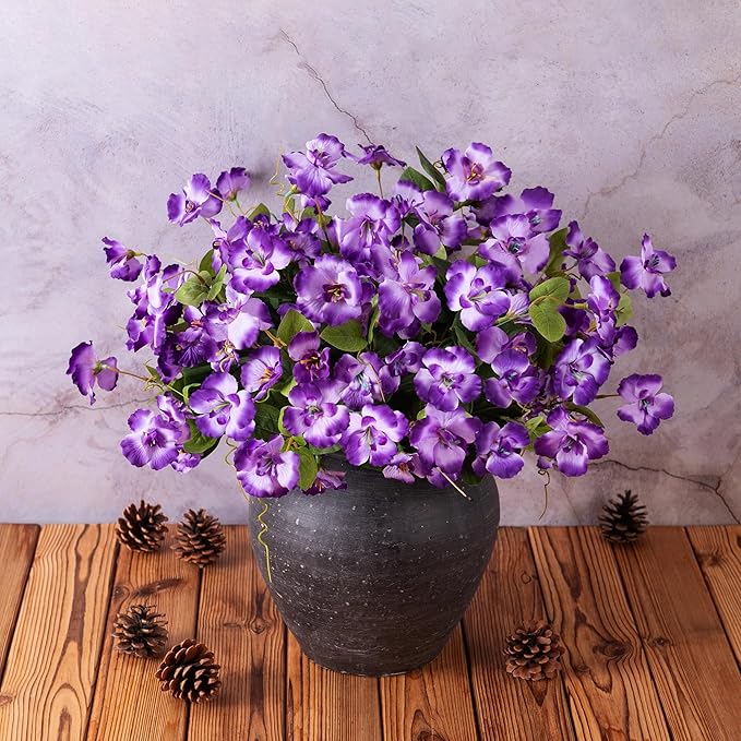 Hibiscus Artificial Flowers Plants for Outdoors Spring Decoration, 6 Bundles Silk Hibiscus Tropical Flowers Artificial Realistic UV Resistant Fake Flowers for Outside Planter Porch Patio Balcony Yard