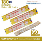 Satya Frankincense Sticks Incense Sticks, Satya Bng Insenses 15gmx12 Pack with Raajsee Incense Holder Bundle, Satya Nagchampa Natural Incense