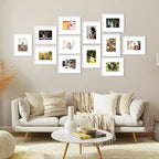 12 Packs 8x10 Picture Frames, Display 5x7 with Mat or 8x10 Without Mat, Gallery Wall Frame Set, 8 by 10 Frames Bulk Set of 12 Collage Wall Decor Photo Frames Set for Wall and Tabletop, White
