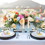 Double Sided Vintage Ribbed Taper Glass Candle Holders,Tea Candle Holder for Table Centerpieces, Wedding Decorations and Dinner Parties (Bule, 6 PCS)