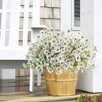 Krissing 48 Bundles Outdoor Artificial Flowers UV Resistant Fake Silk Flowers Faux Plastic Plants Outside Garden Porch Window Box Summer Decoration (White)