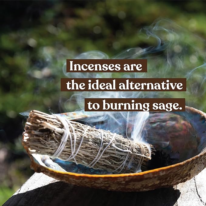 Premium Sage Incense Sticks with Energy Cleansing Engraved Wood Holder - Charcoal Free, Clean, Non Toxic - Negative Energy Protection, Purification - New Home Spiritual Smudging Incenses, 30 Sticks