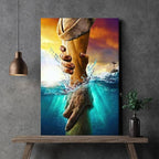 Framed Jesus Christ Canvas Wall Art The Hand of God Jesus Reaching Into Water Christian Painting Prints Biblical Wall Decor Religious Room Decor for Church Prayer Room Schools Hospitals 24'' x 36''