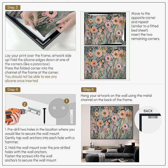 SIGNWIN 60"x72" Extra Large Framed Wall Art Whimsical Garden Bloom, Colorful Abstract Floral for Home Living Room Bedroom Decor (Frame Assembly Required)