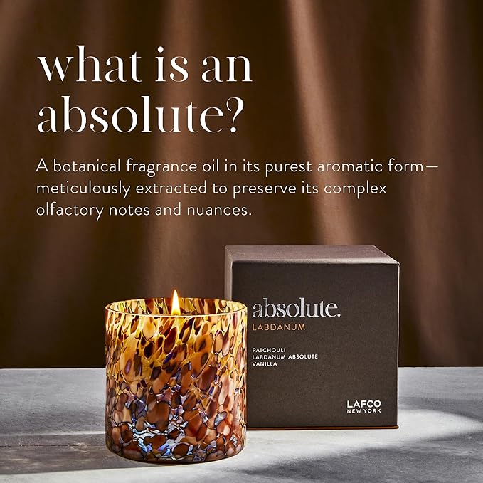 LAFCO New York Signature Candle, Labdanum - 15.5 oz - 90-Hour Burn Time - Reusable, Hand Blown Glass Vessel - Made in The USA