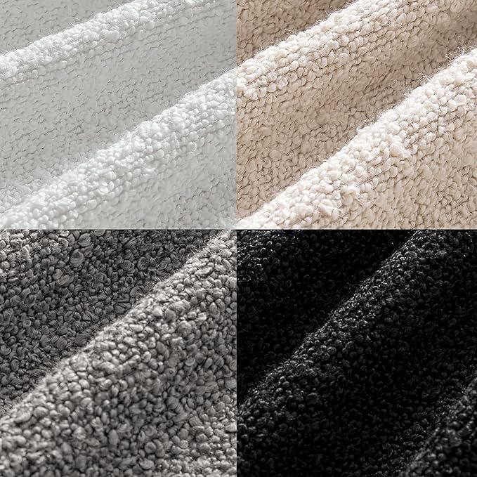 MIULEE Pack of 4 Decorative Textured Boucle Throw Pillow Covers 18x18 Inch Black White Accent Solid Pillow Cases Soft Couch Cushion Covers Modern Farmhouse Boho Chair Sofa Bed Livingroom Home Decor