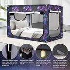 Bed Canopy Portable Blackout Bed Tent Privacy Tent for Adult Indoor Sleeping with 3 Doors, Storage Bag