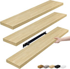 Sorbus Floating Shelves for Wall - 35 Inch Long Bathroom Shelves, Wall Decor for Bedroom, Kitchen, Living Room & Book Storage - Mounted Floating Shelf with Invisible Brackets (Maple Wood, 3 Pack)