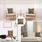 Charlotte Home Furnishings Throw Pillow Covers, Decorative Boho Pillow Covers for Couch, Living Room, Black Lion Square Cushion Cases 18x18 in, European Cotton Jacquard Woven for Cozy Bedroom Decor