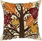Alysheer Embroidered Fall Decorative Throw Pillow Cover 18"x 18", Boho Farmhouse Cottage Tufted Embroidery Pattern Cotton Canvas Orange Cushion Case for Sofa Couch Bed Living Room Decor(Maple Leaves)