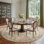 jinchan Round Rugs 7ft Beige Botanical Birds Print Machine Washable 7' Circle Nature Plants Modern Soft Non Slip Kids Throw Area Rugs Ultra Thin Low Pile Carpet for Living Room Bedroom Dining Room