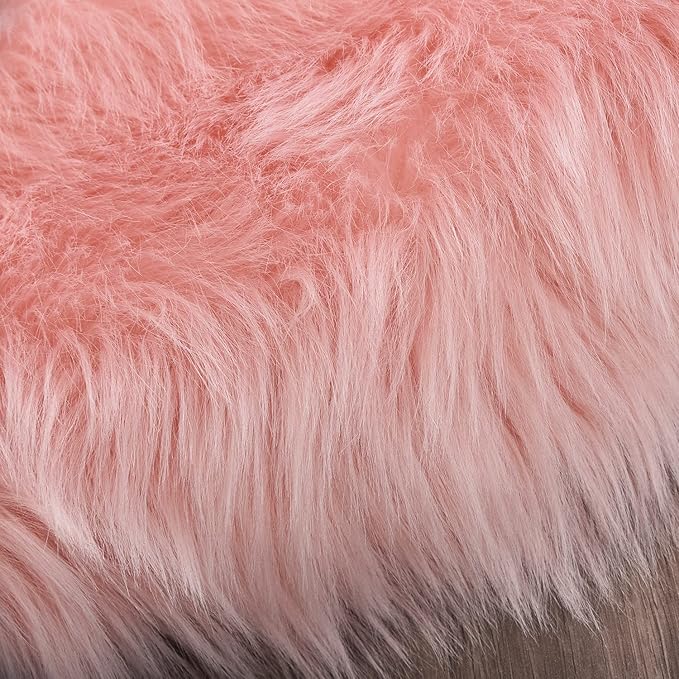 Latepis Pink Circle Round Rug 3ft Faux Fur Sheepskin Rugs for Living Room Fuzzy Rugs for Teen Girls Bedroom Teen Room Dorm Cute Rug Room Décor