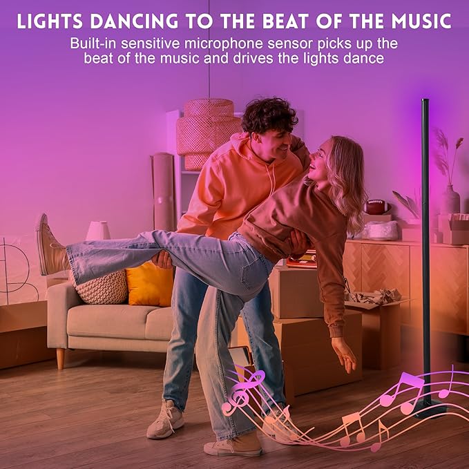 RGB Lamp for Any Room, LED Corner Floor Lamp for Living Room, Color Changing Light Bar for Bedroom, Smart Floor Lamp with Adjustable LED Lighting, Stick Lamp with Remote (165cm)