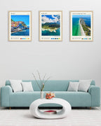 HesenDot Natural OAK Wood Framed Cinque Terre National Park Wall Art,12x16in Italian Natural Seascape Canvas Wall Print,Classic Urban Landmark Wall Decor for Living Room, Bedroom,Office Set of 1