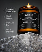 Scented Candles for Men | Fresh Coffee, Smells of Espresso | Wooden Wick, Long Lasting, Masculine Scents | Natural Soy Jar Candle for Home, Bachelor Pad Decor | The Perfect Mens Gift