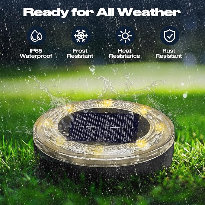 Mini Solar Ground Lights, 24 Pack Solar Lights Outdoor Waterproof, Upgraded LED Flat Landscape Lighting for Outside Pathway Garden Patio Yard Driveway,Warm White