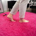 Fluffy Round Area Rugs for Bedroom,Hot Pink 5'X5'Shag Circle Area Rugs for Living Room,Non Slip Fuzzy Plush Rug for Kids Room Boys Girls Room and Dorm