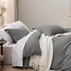 Bedsure Dark Grey Oversized Queen Duvet Cover - 3 Pieces Prewashed Cotton-Like Extra Soft Bedding Set, Includes 1 Duvet Cover 98x98 Inches with Zipper Closure & 2 Pillow Shams, Comforter Not Included