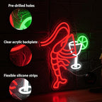 Lobster Cocktail Neon Sign,Dimmable Shrimp Bar Neon Light for Party Bar Pub Restaurant Shop Window Decoration(15.75 * 12.6In)