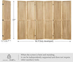 ‌Room Divider Freestanding Folding Pegboard Privacy Screen | 6-Panel Display Stand for Jewelry, Craft Shows, Retail | Natural Wood, Portable & Space-Saving Design