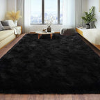 Large 8x10 Area Rugs for Living Room, Black Soft Shag Rug for Bedroom, Non-Slip Ultra Fluffy Rug, Modern Plush Carpet for Girls Boys Kids Room Dorm, Fuzzy Rug for Home Decor Aesthetic