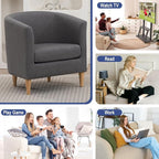 Accent Barrel Chair, Modern Comfy Living Room Chairs with Armrest Small Reading Chair with Cozy Soft Padded for Bedroom Reception Room Cafe,Grey