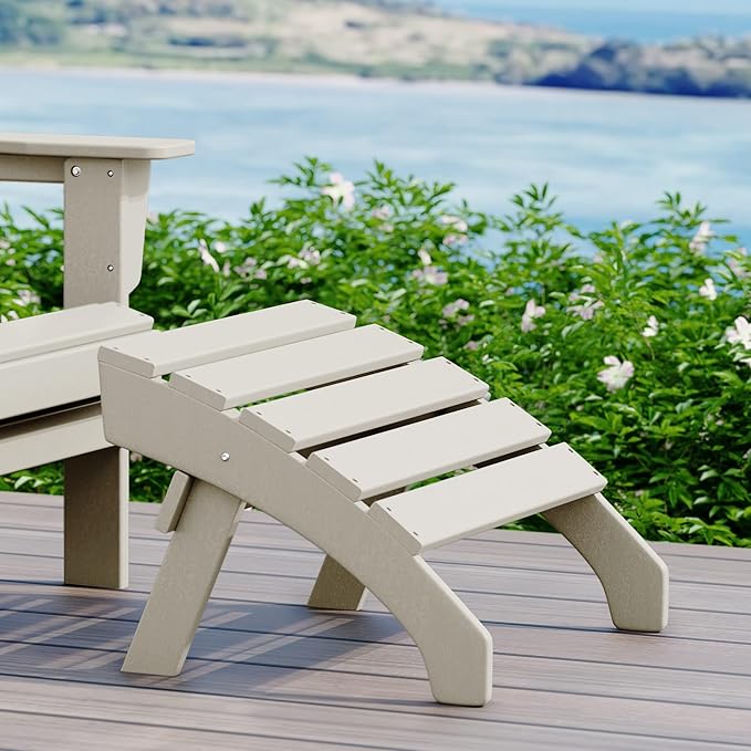 WestinTrends Dylan Outdoor Patio HDPE Adirondack Ottoman Footrest, Sand