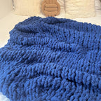 Chunky Knit Blanket Throw 48"x71", Chenille Throw Blankets, Handmade Warm & Cozy Blanket Couch Bed Home Decor, Soft Breathable Fleece Banket, Christmas for Couch Bed Sofa Best Gift (Navy Blue)