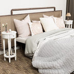 HOMPUS Farmhouse End Table Set of 2, Rustic Vintage Night Stand Set 2, Small White End Table with Drawer, Fully Assembled Narrow Wood Nightstand, Accent Bedside Table for Bedroom, Distressed off-white