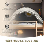 Beige Twin Bed Tent for Kids Indoor Fort - Magical Dream Tents for Boys Pop Up Toddler Bed Canopy for Girls Bunk Bed Tent for Top Bunk - Sensory Sleep Pod for Kids Educational