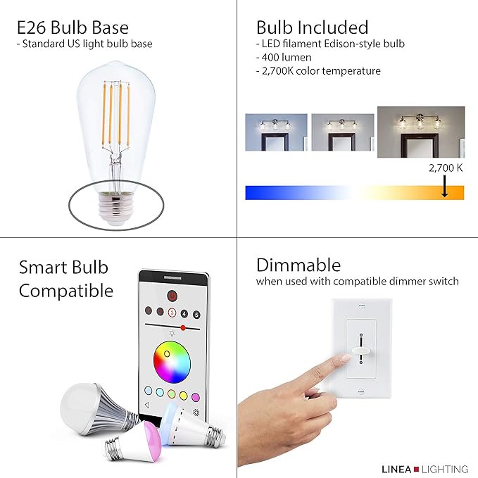 Linea di Liara Sferra Modern Large Glass Pendant Light Kitchen Island Black Pendant Lighting Clear Glass Globe Pendant Light Mid Century Hanging Light Fixture, LED Edison Bulb Included, UL Listed