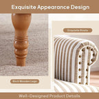 HUIMO Linen Fabric Accent Chairs Set of 2, Mid-Century Modern Armchair with Solid Wood Legs, Single Sofa Chair,Upholstered Reading Club Chair (2, Brown and White Stripe)